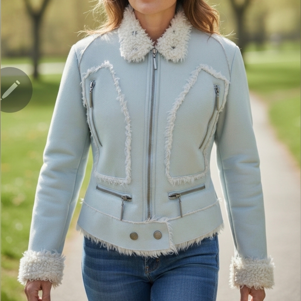 Bebe Faux Suede Shearling Moto Jacket